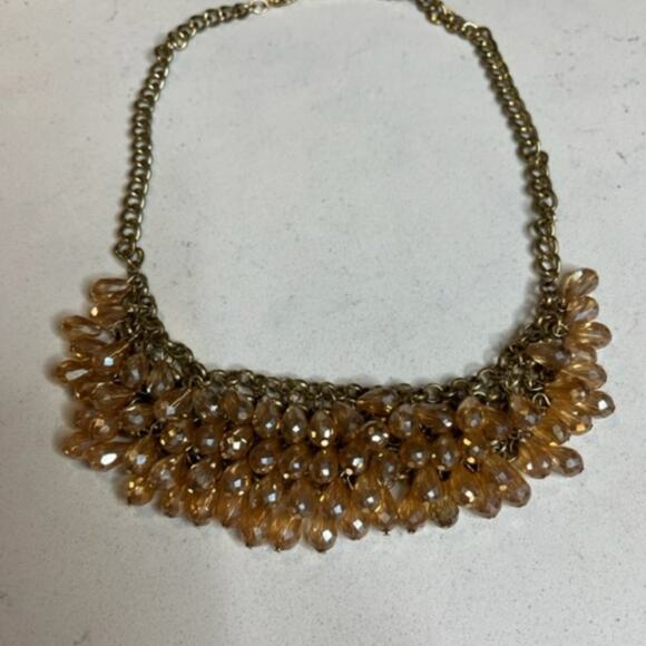 Vintage Topaz Rhinestone Bib Necklace - Picture 6 of 10
